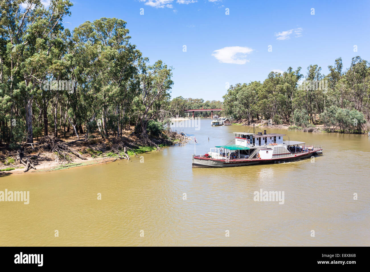 Historischen Hafen von Echuca Bezirk auf dem Murray River, Victoria, Australien, einem großen Raddampfer Hafen stammt aus der Mitte der 1800er Stockfoto