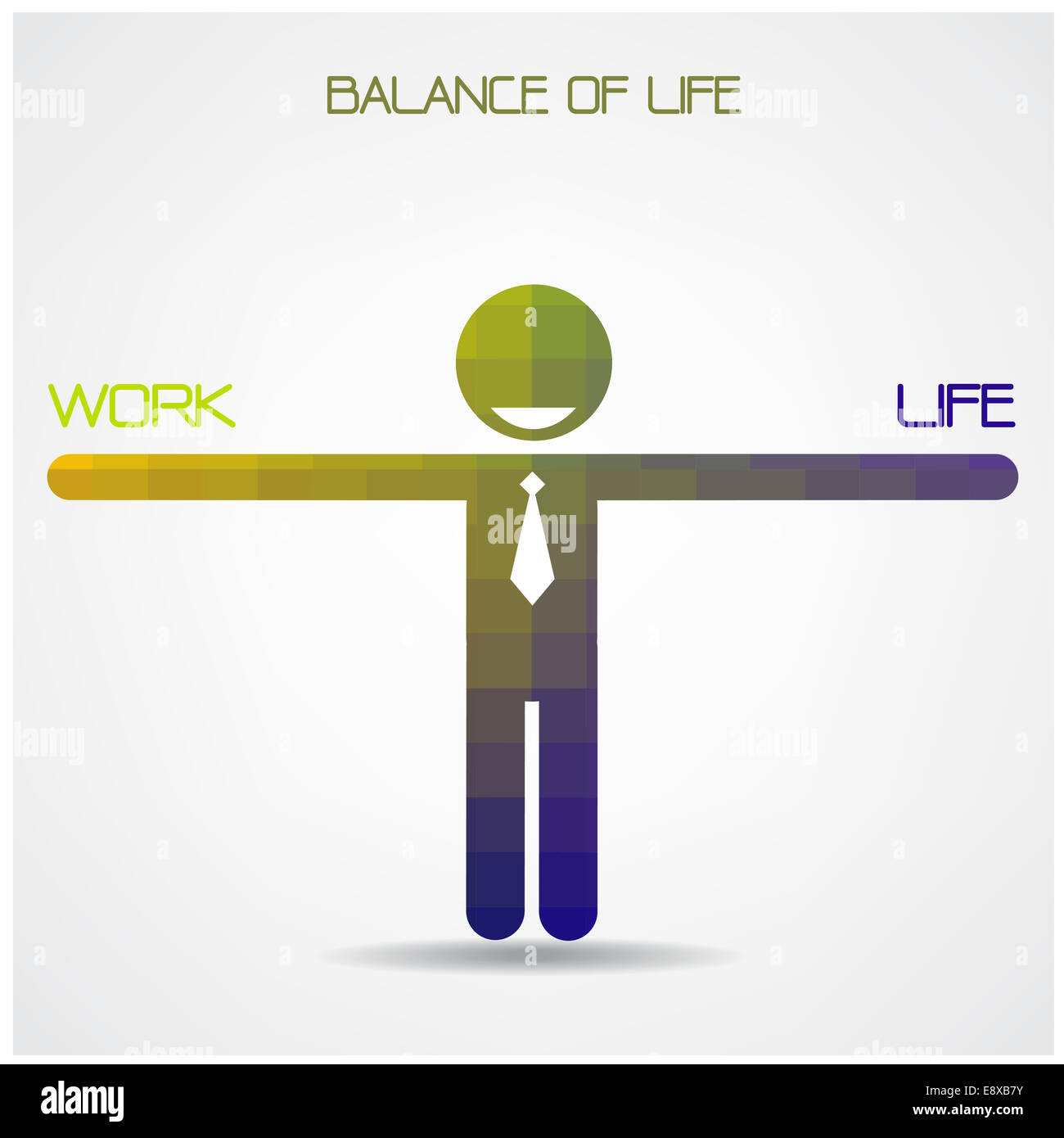 Gleichgewicht zwischen Arbeit und Leben Idee, Arbeit und Leben-Balance-Konzept, Work-Life-Balance, geometrische Geschäftsmann Zeichen Stockfoto