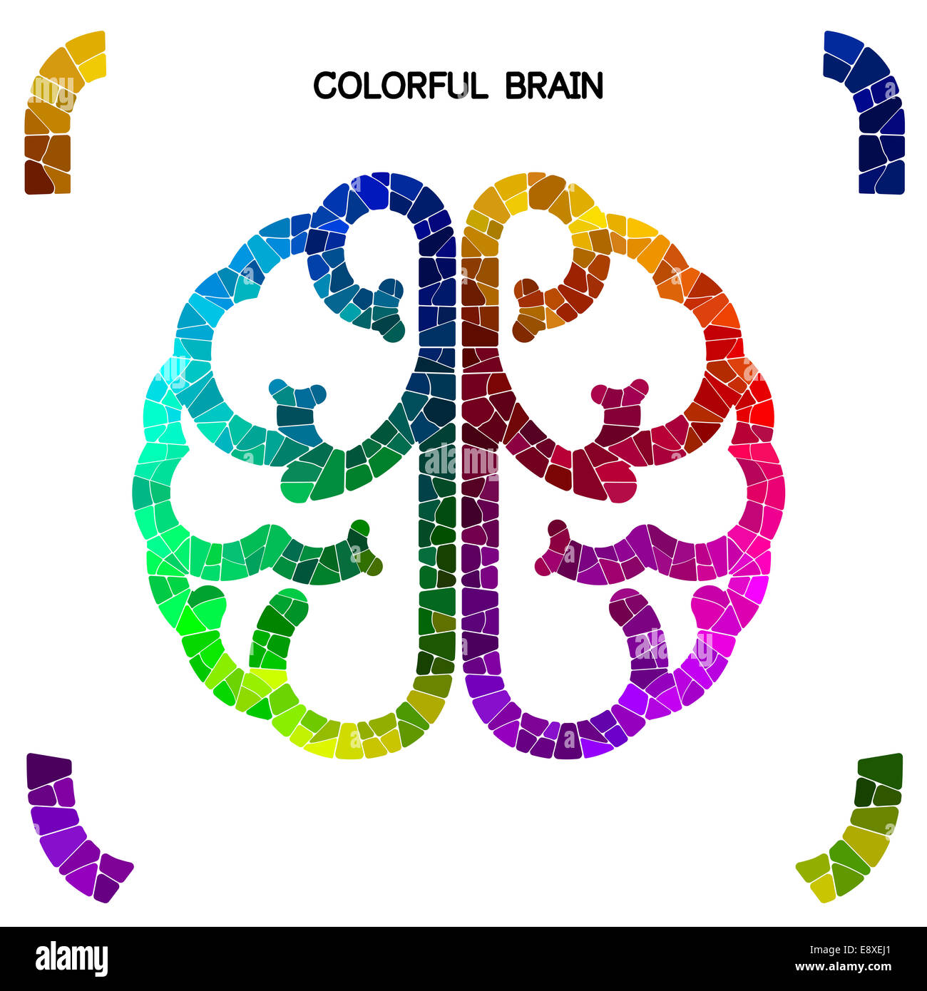 Kreative bunte linke Gehirn und Rechte Gehirnhälfte Idee Konzept Hintergrund. Stockfoto