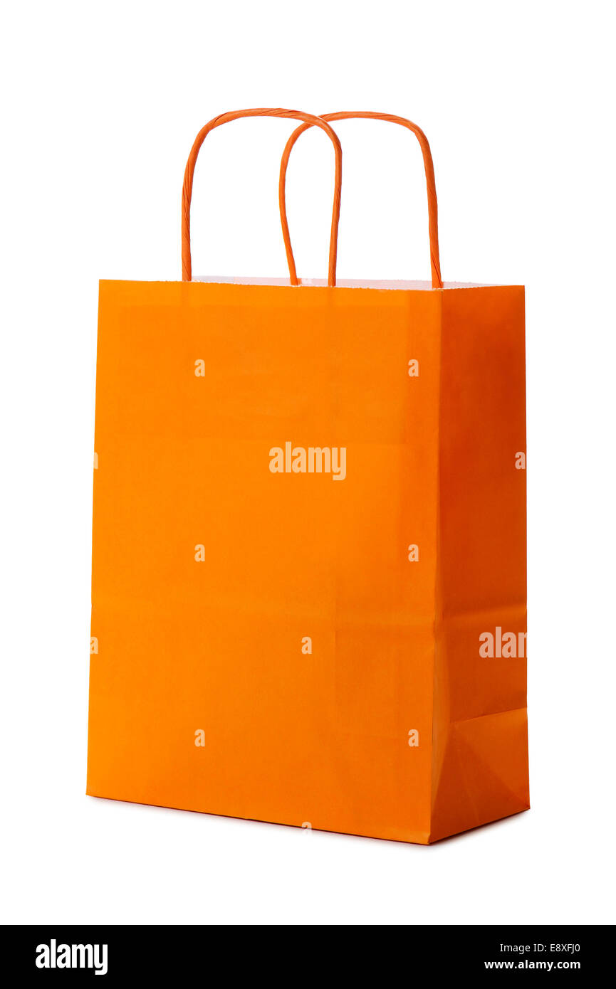Papier-Einkaufstüte auf weißem Hintergrund Stockfoto
