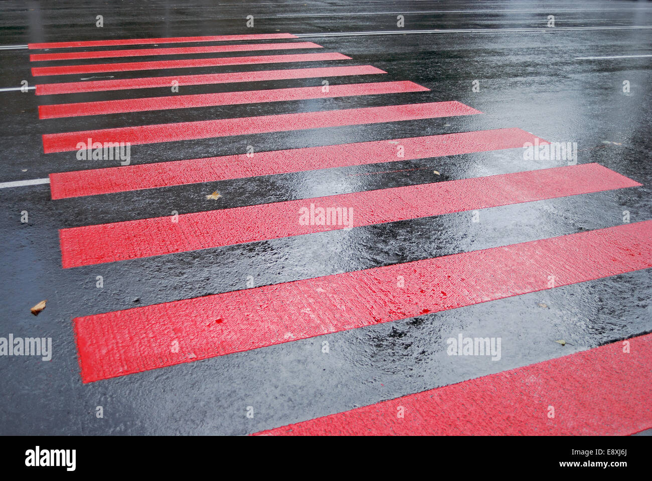 Wassertropfen auf einem frischen Asphalt Regen Stockfoto