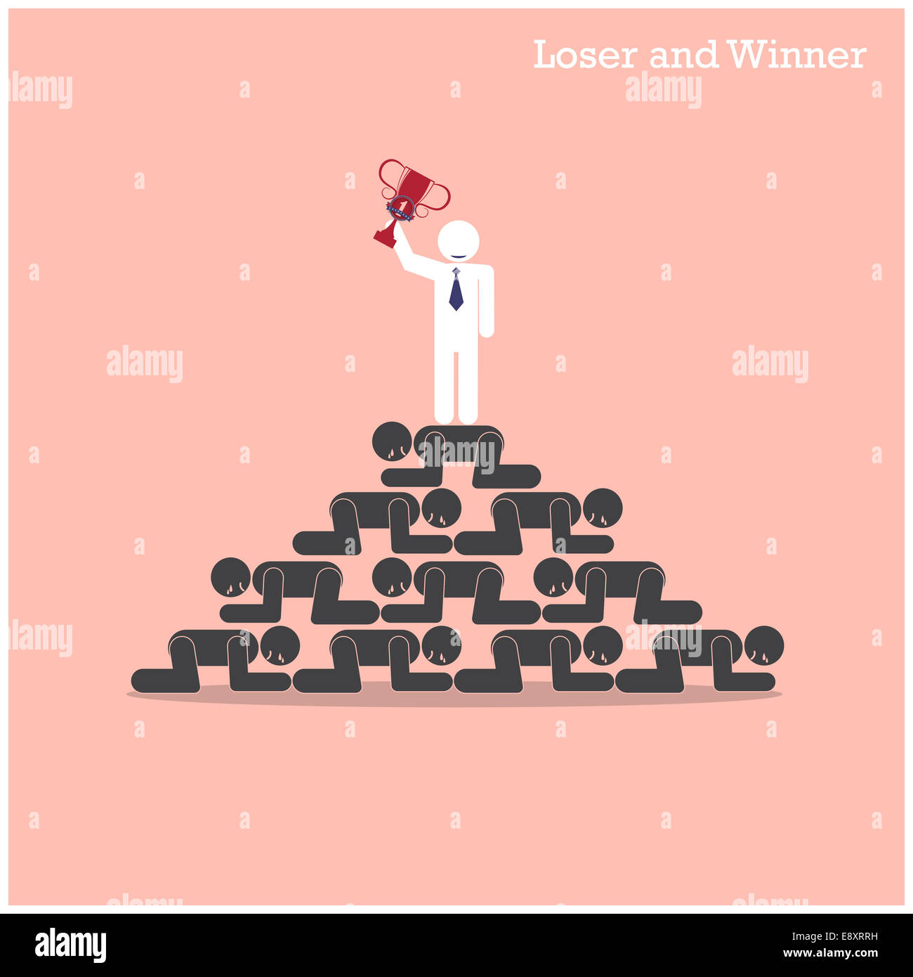 Gewinner Fuß über Treppen der Verlierer-Konzept. Konzept, Business-Idee. Stockfoto