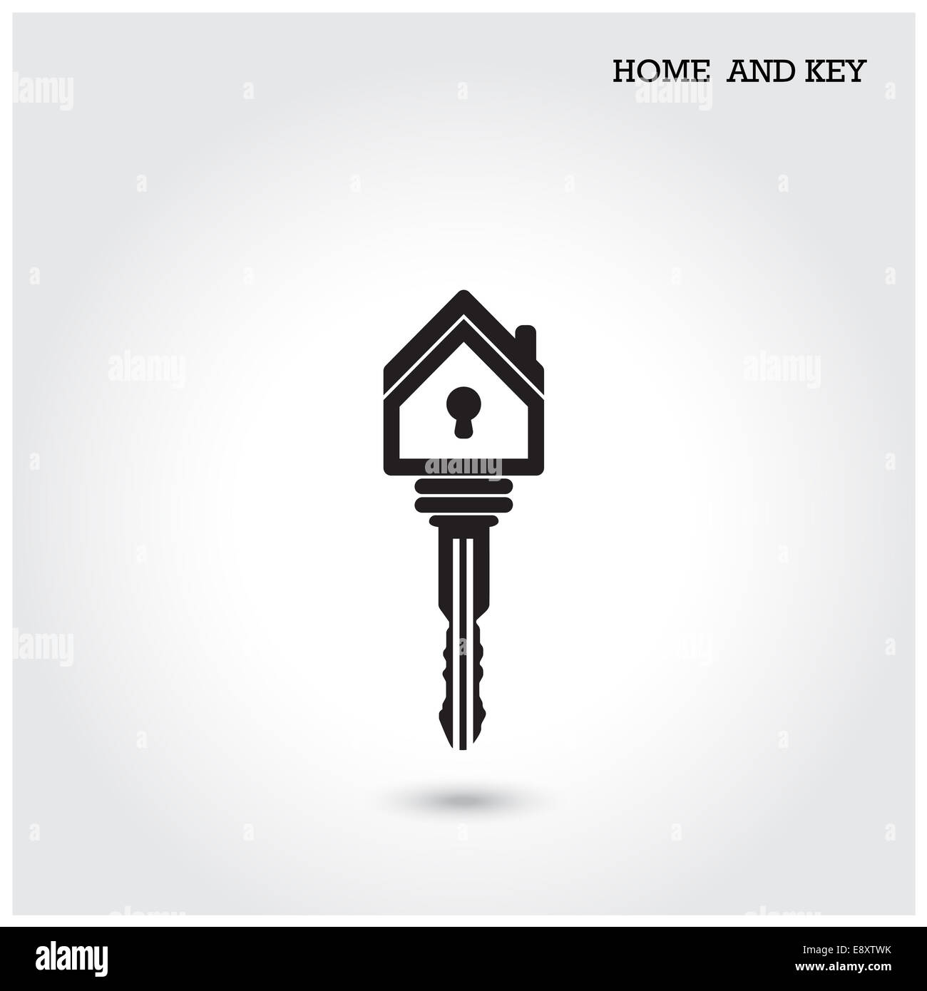 Home-Symbol und Schlüsselsymbol im flachen Design-Stil. Stockfoto
