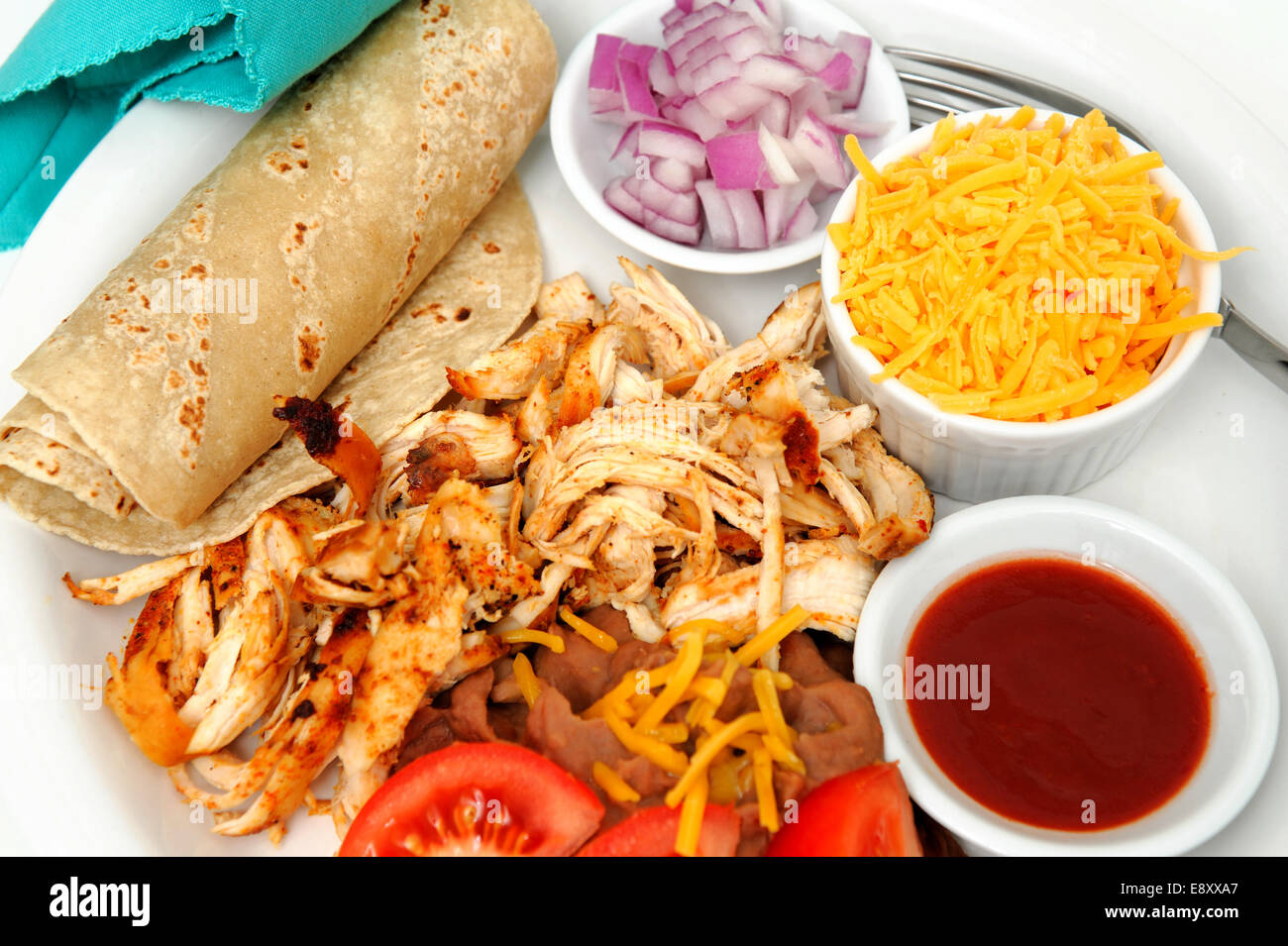 Huhn Tacos und gebackenen Bohnen Stockfoto