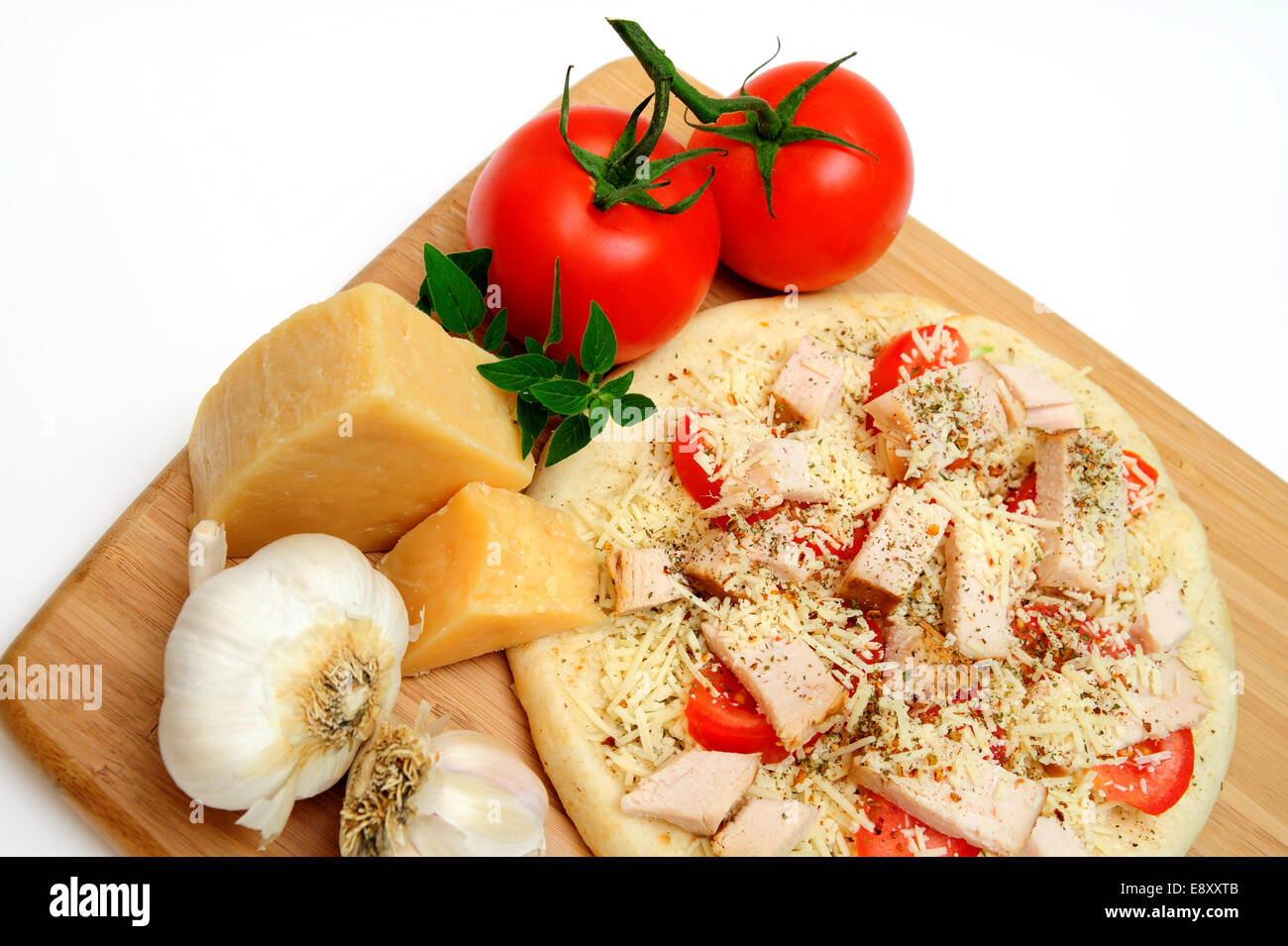 Hähnchen Pizza Stockfoto