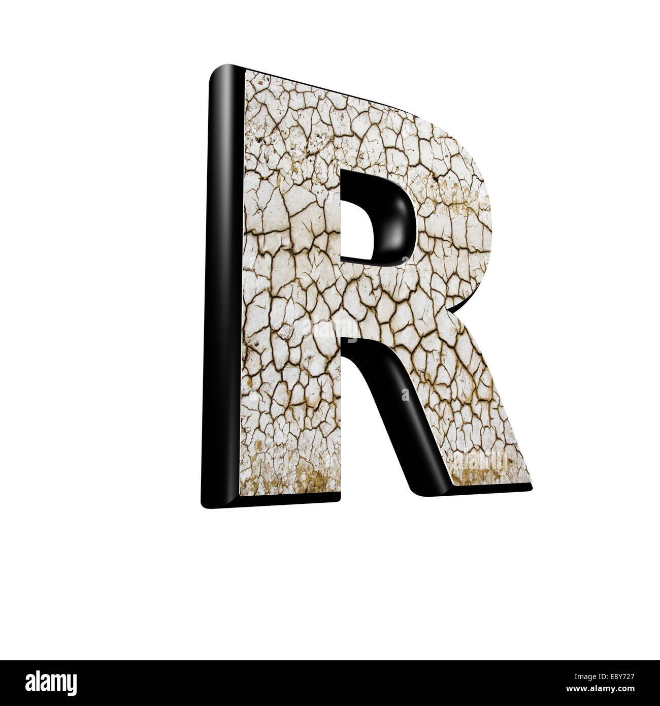 abstrakt 3d Buchstaben mit trockenem Boden Textur - S Stockfoto