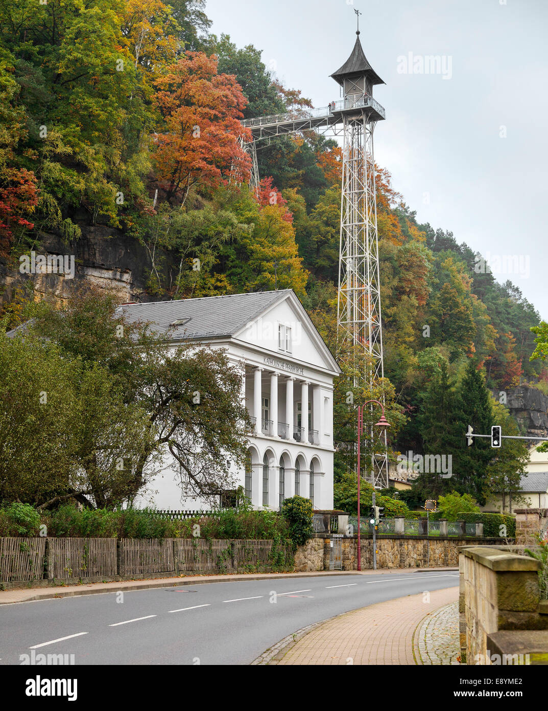 Historischen Lift – Ostrau Turm, Bad Schandau, Sachsen, Deutschland Stockfoto