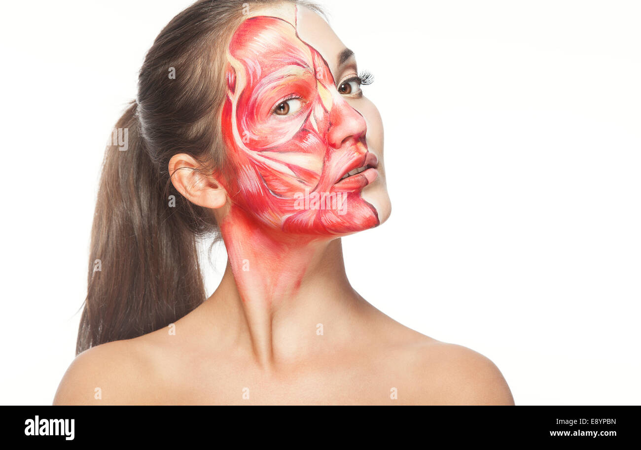 Madchen Zombie Make Up Fur Halloween Feiertag Halbe Gesicht Schonheit Eine Weitere Blutige Stockfotografie Alamy