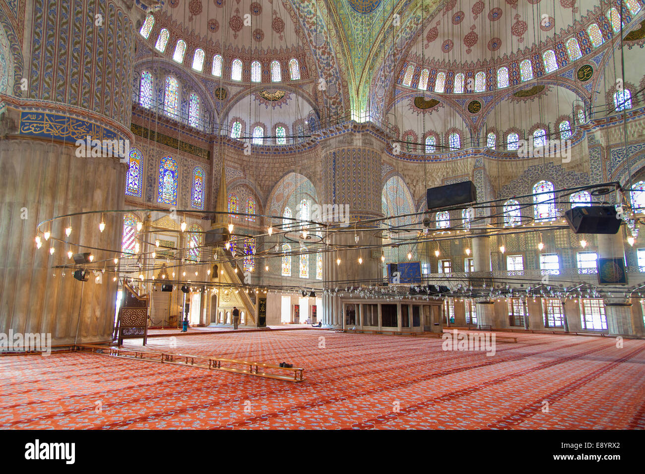 Innenraum der blauen Moschee, Istanbul, Türkei. Stockfoto