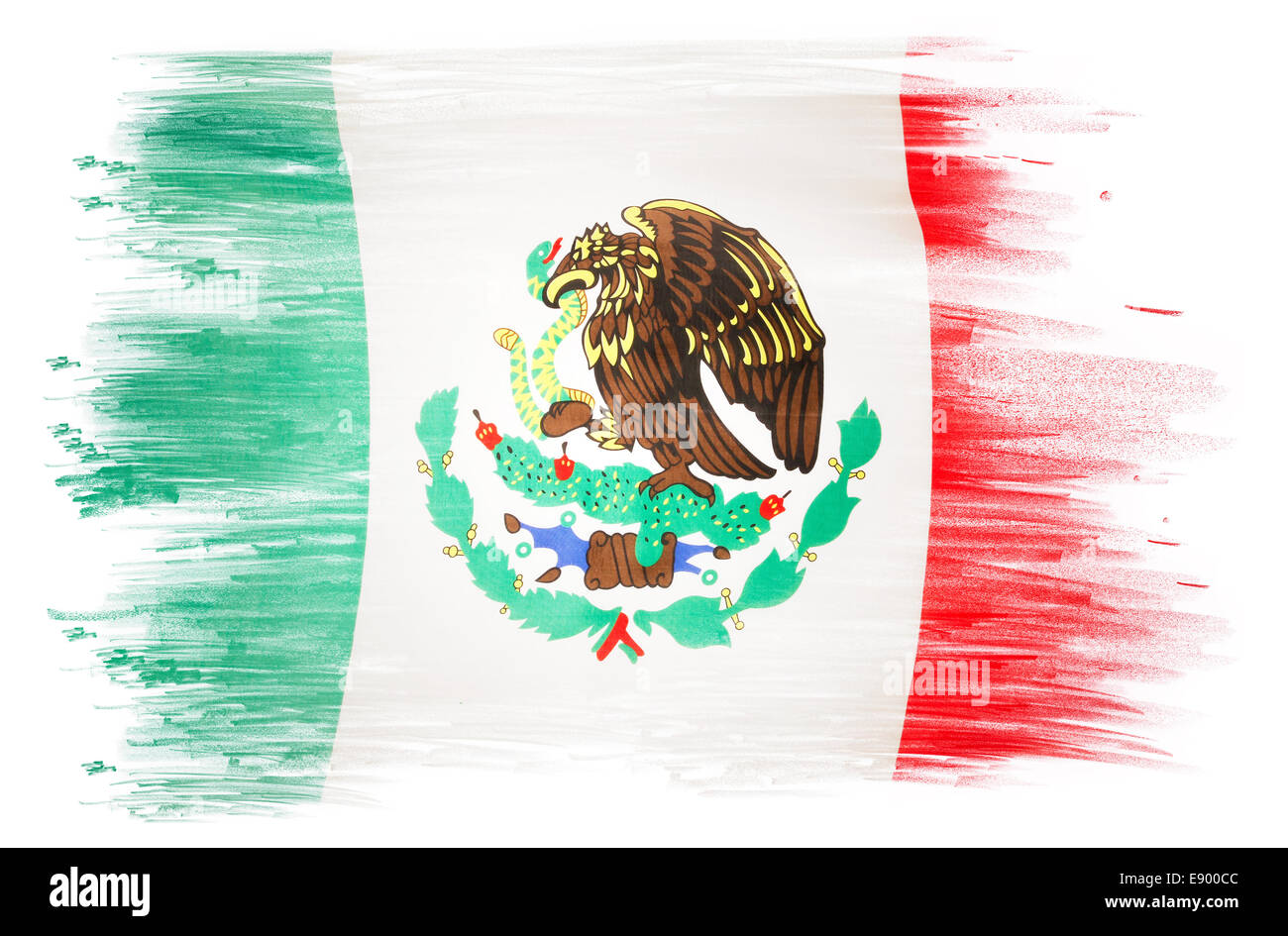 Mexikanischen Flagge auf einfarbigen Hintergrund Stockfoto
