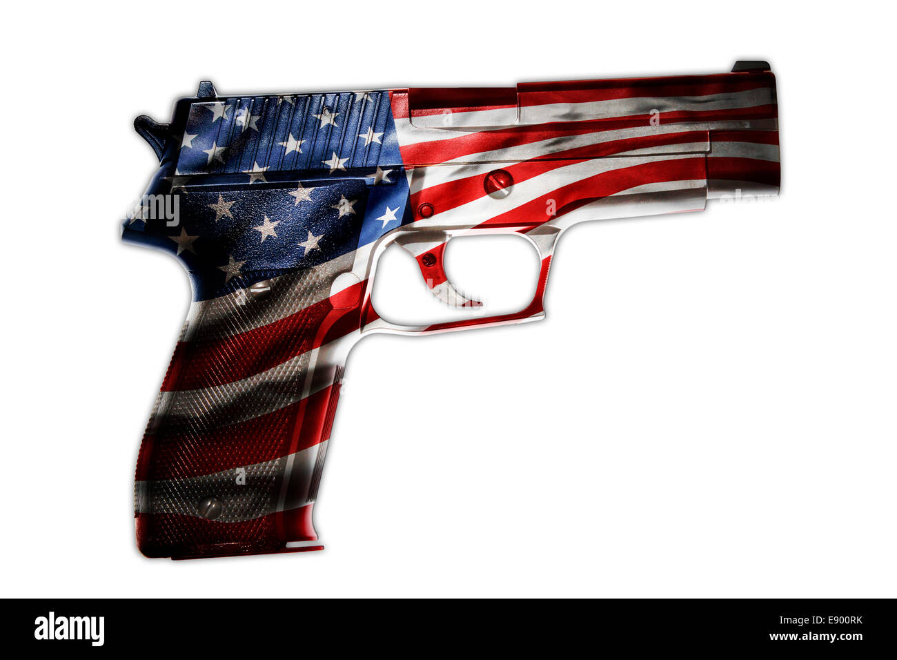 Pistole und amerikanische Flagge composite Stockfoto