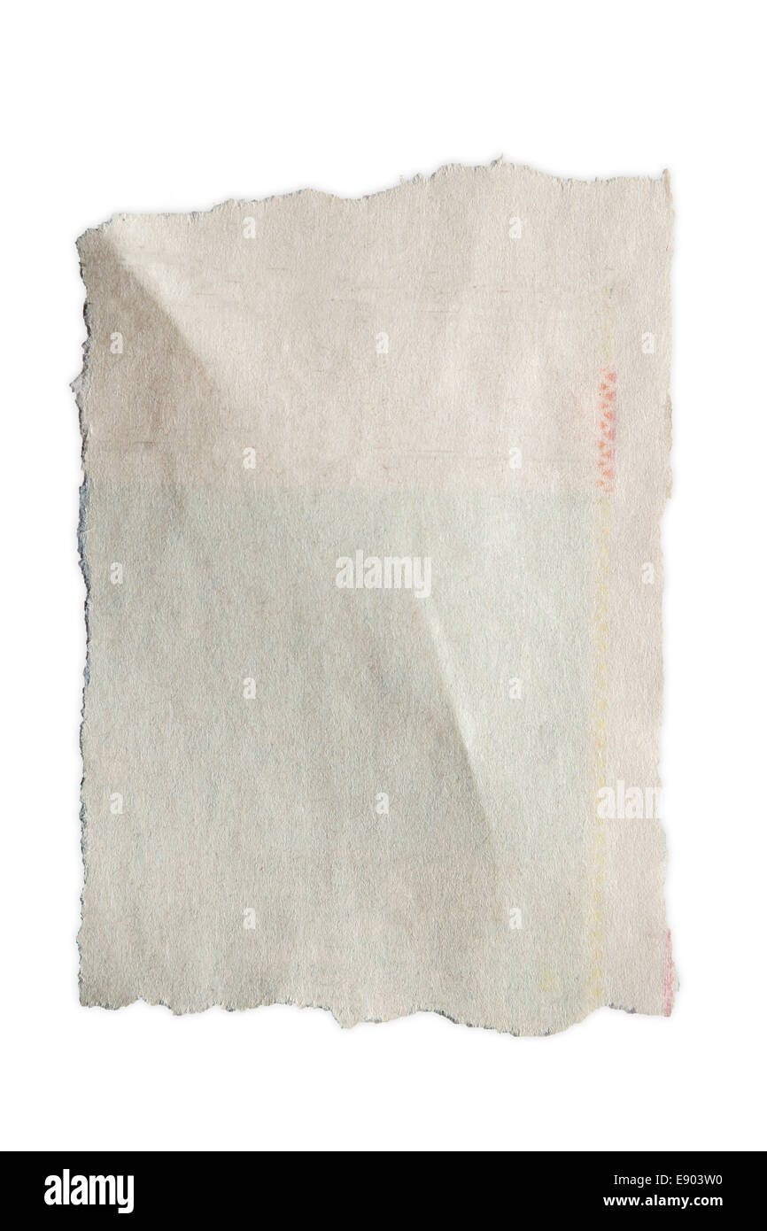 Stück zerrissenes Papier auf einfarbigen Hintergrund. Textfreiraum Stockfoto
