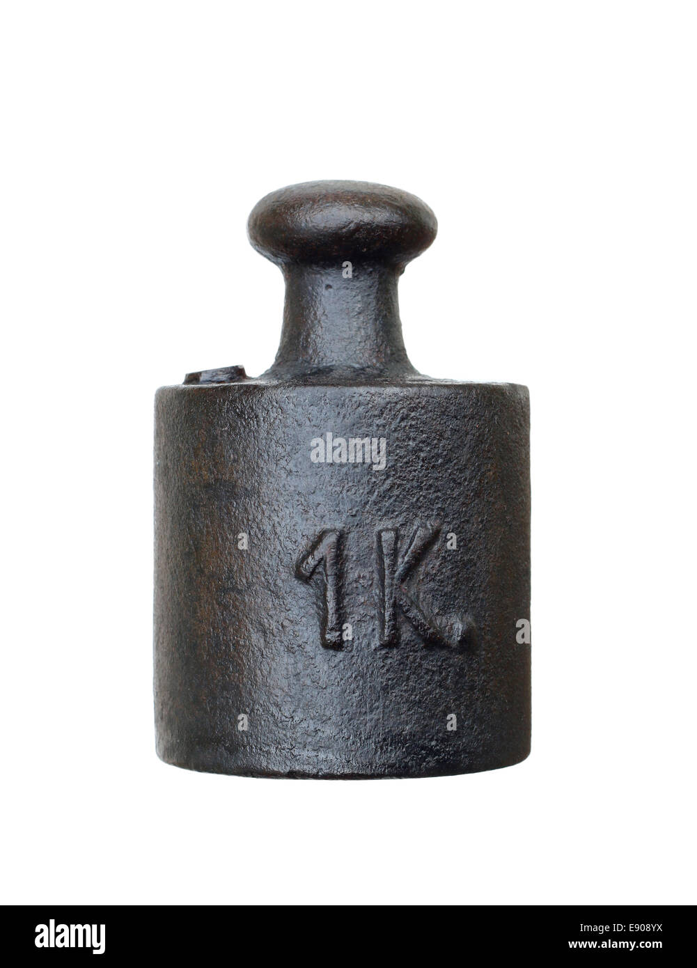 ein Kilogramm - alt und rostig Ausgleichsgewicht Stockfoto