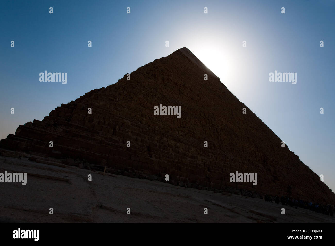 Silhouette Pyramide Khafre Versteck Sonne Stockfoto