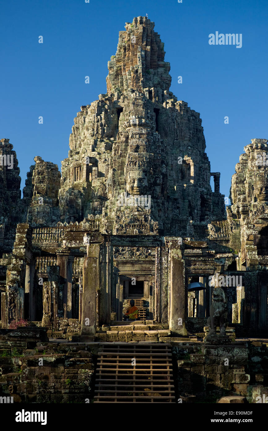 Gesichter-Bayon-Tempel-Turm Stockfoto
