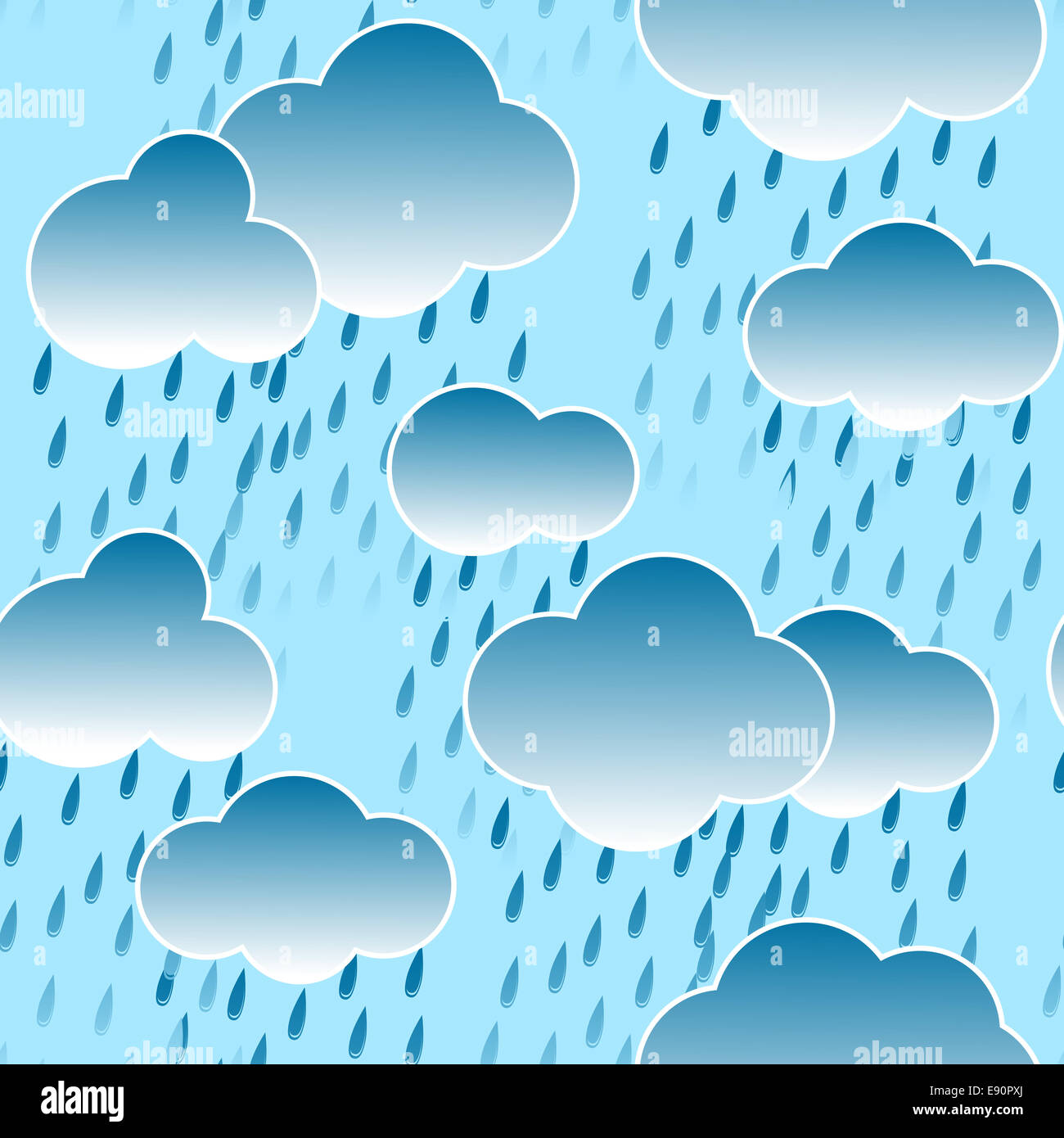 Hintergrund mit Wolken und Regentropfen Stockfoto