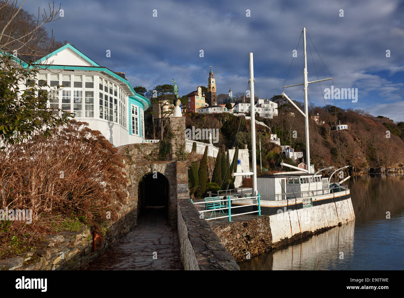 Winter-Szene im Portmeirion in Wales Stockfoto