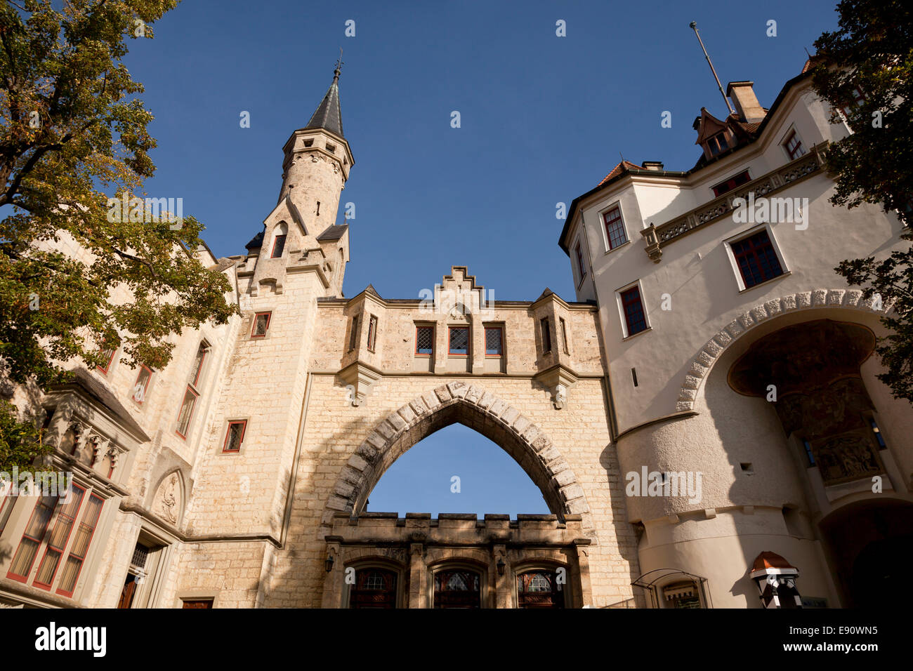 Schloss Sigmaringen, Fürstenschloss für den Fürsten von Hohenzollern-Sigmaringen in Sigmaringen, Baden-Württemberg, Deutschland Stockfoto