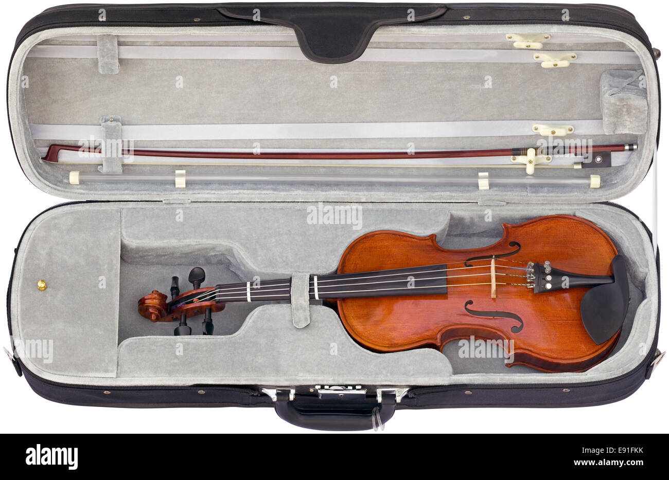 Geige im Kasten Ausschnitt Stockfoto