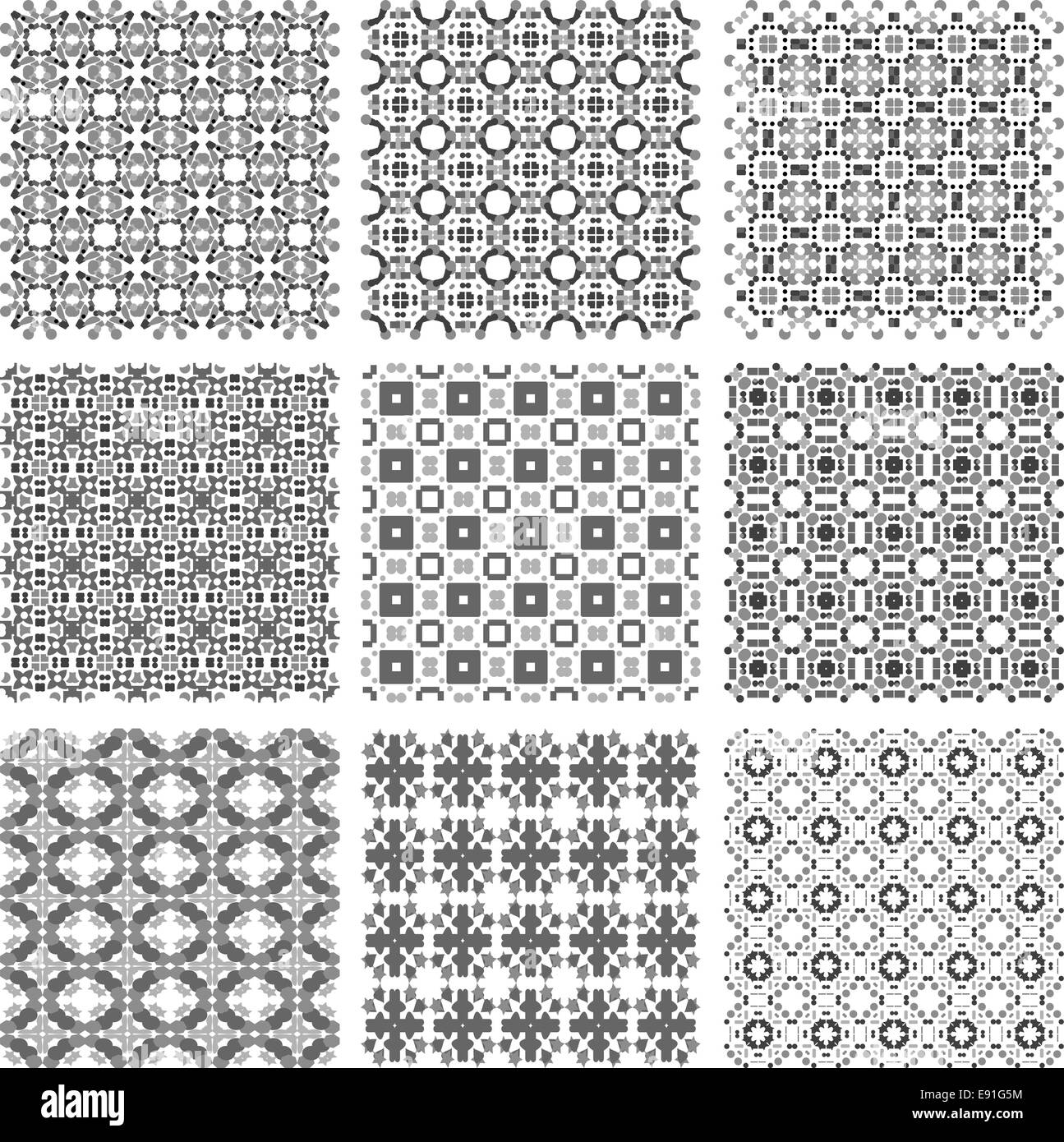 Satz von monochrome geometrische Muster Stockfoto
