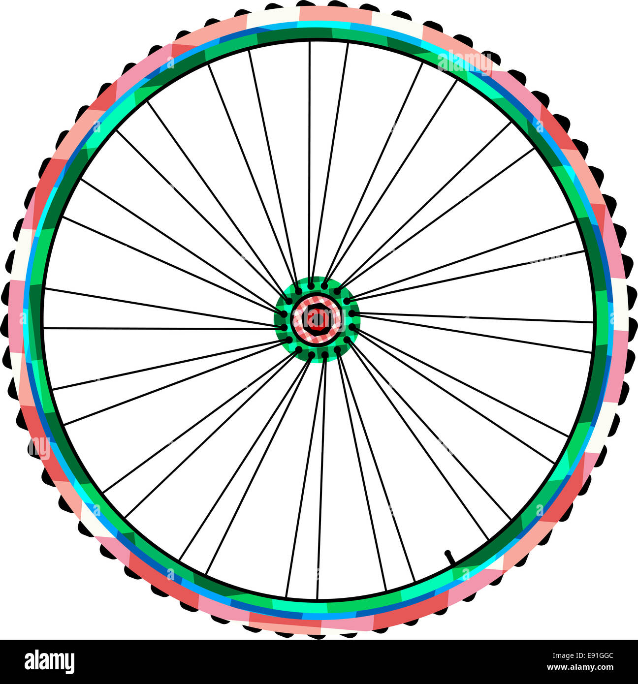 Fahrrad-Räder isoliert auf weiss. Stockfoto