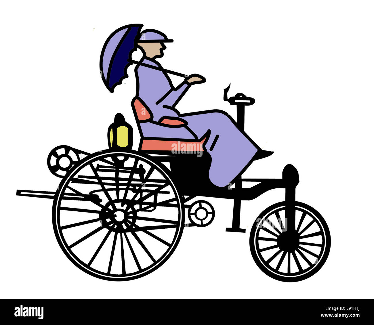 Oldtimer Fahrrad auf weißem Hintergrund Stockfoto