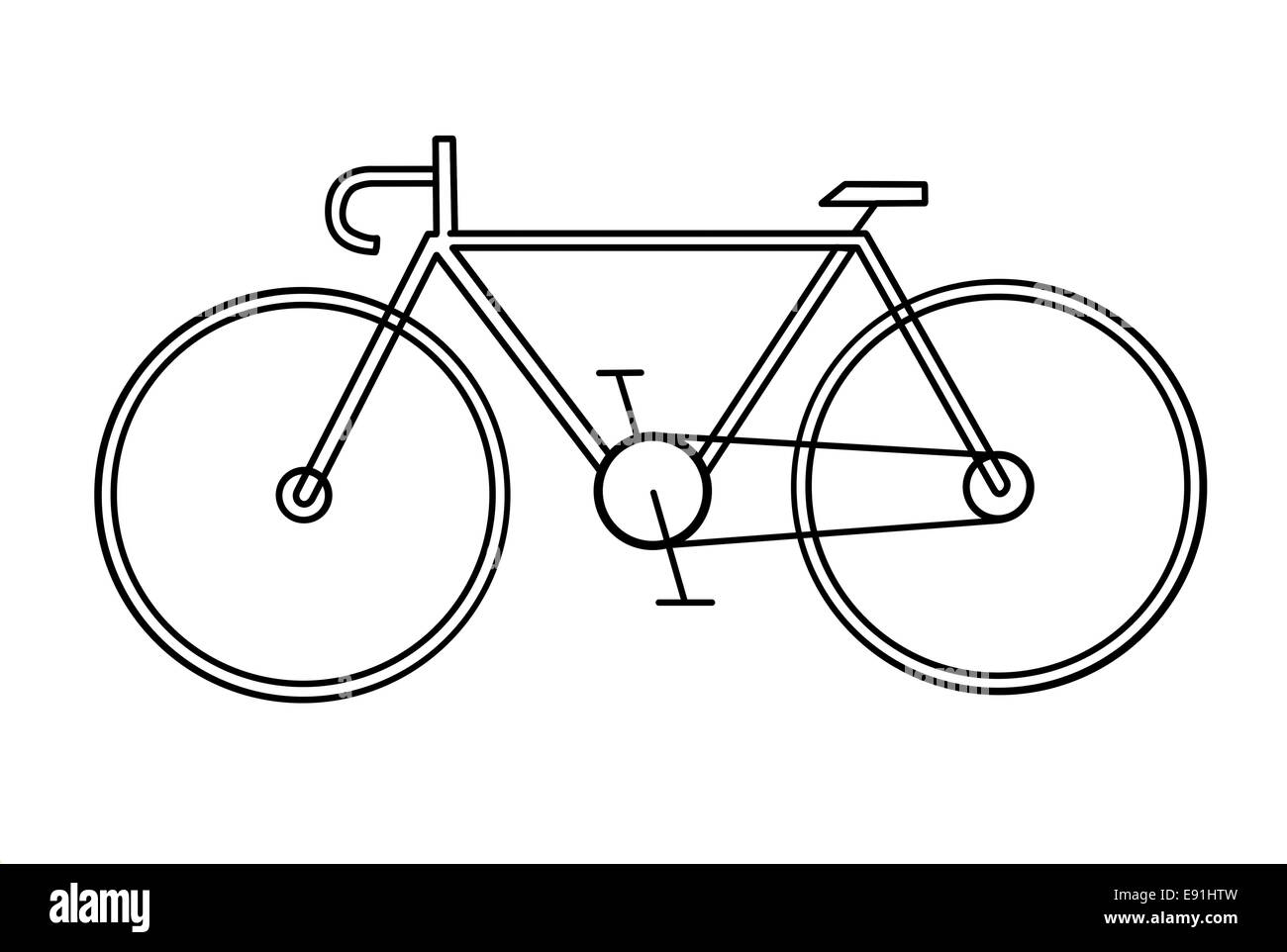 Zeichnung des Fahrrads auf weißem Hintergrund Stockfoto