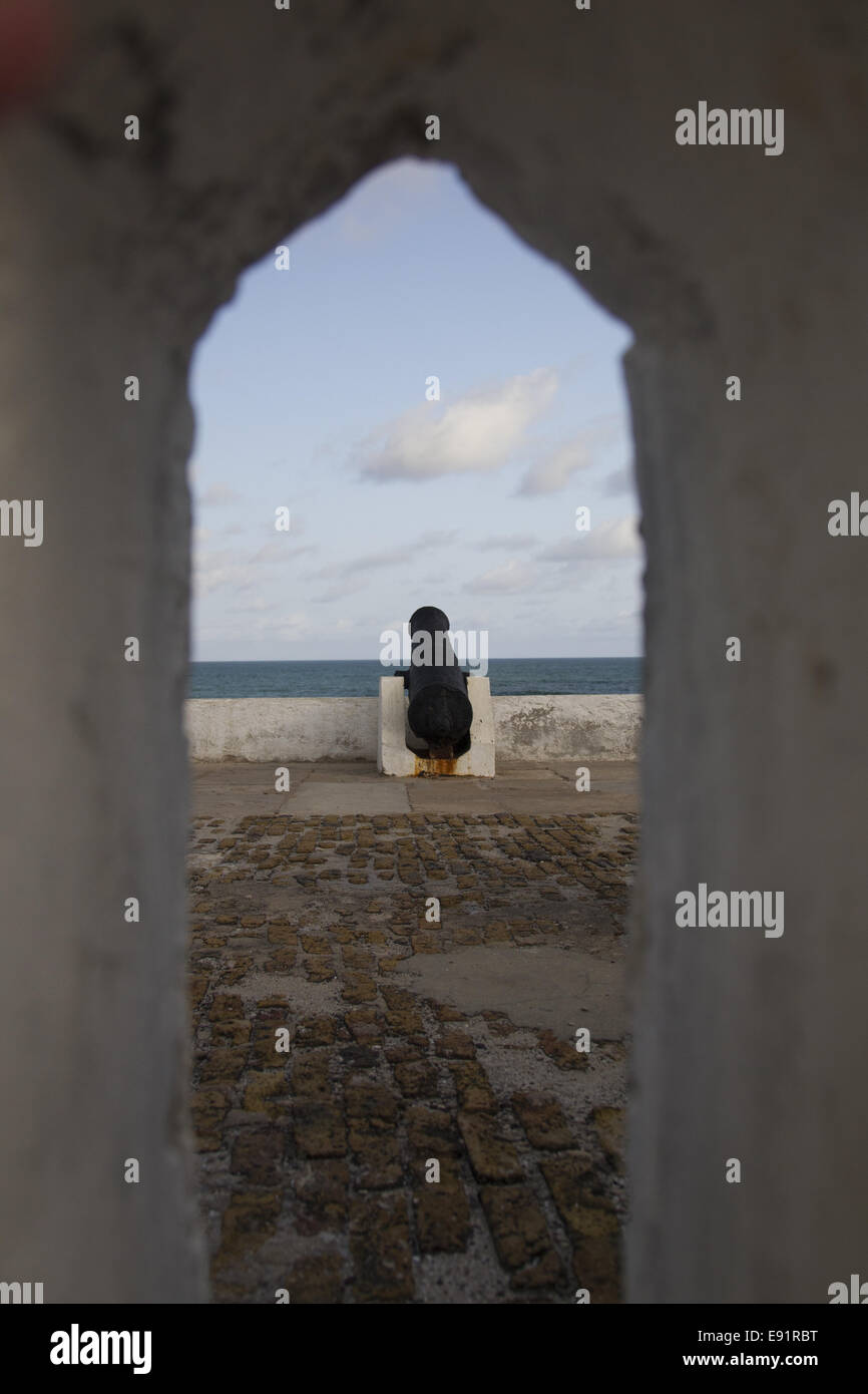 Kanone auf Cape Coast Castle, Ghana Stockfoto