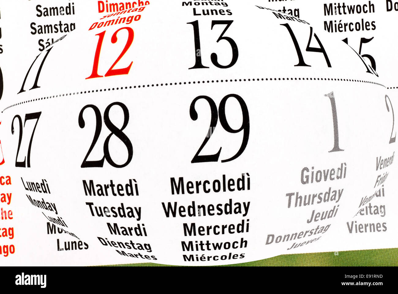 Kalender mit Schaltjahr, Februar Stockfoto