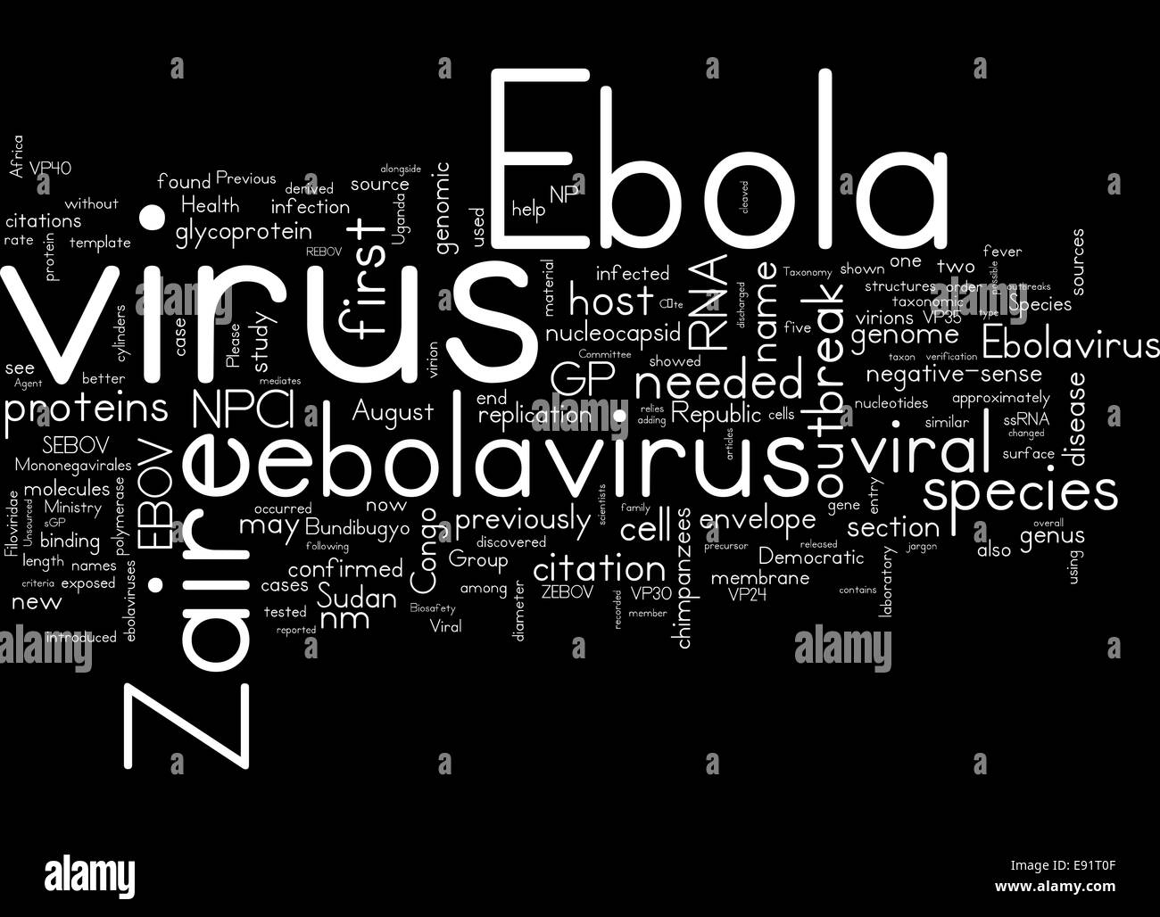 Ebola-Virus bezogene Konzepte Stockfoto