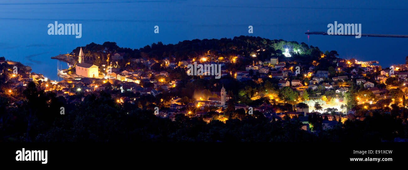 Panoramablick Adria Stadt Veli Losinj Stockfoto