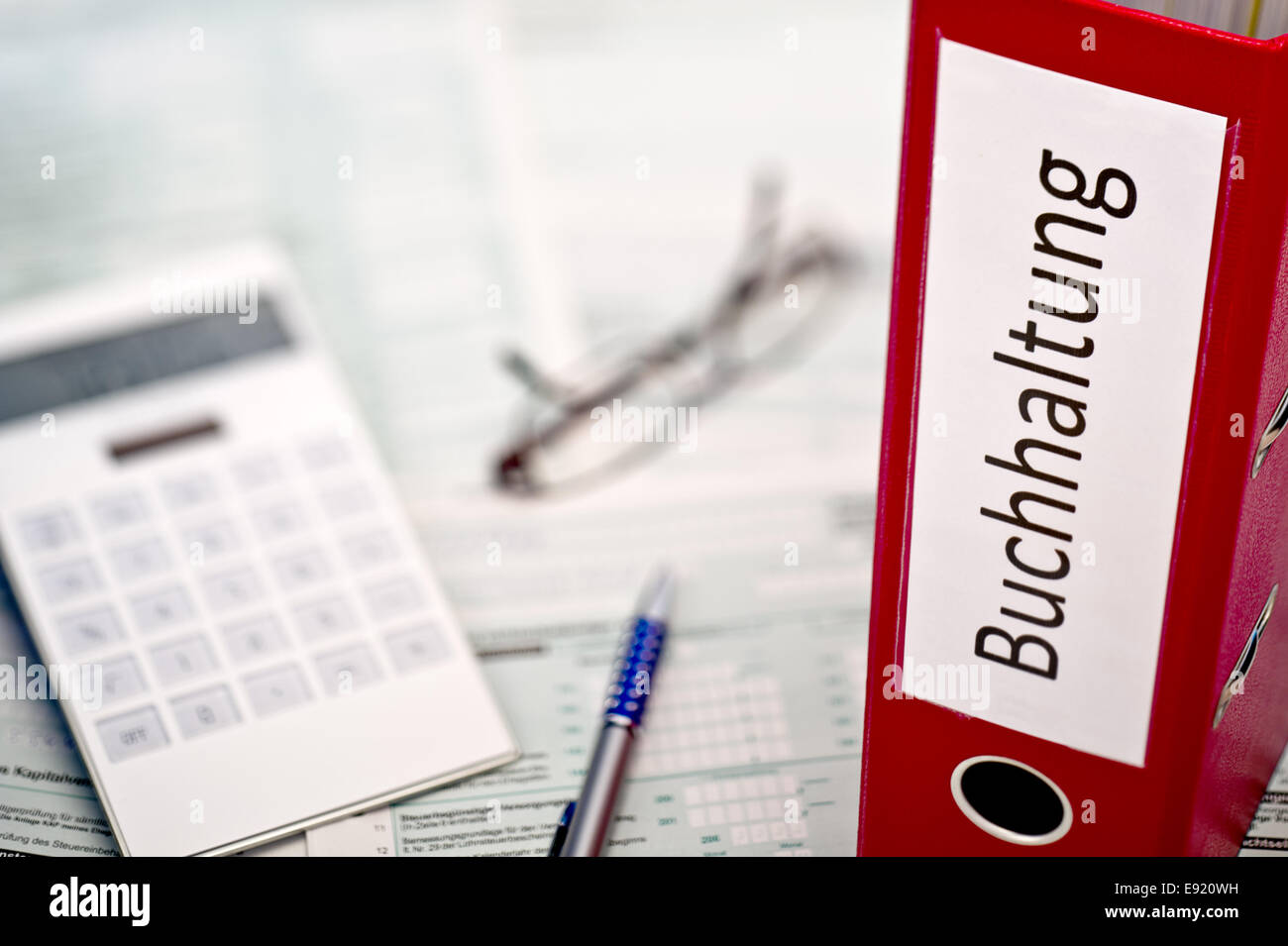 Ordner mit Buchführung Stockfoto