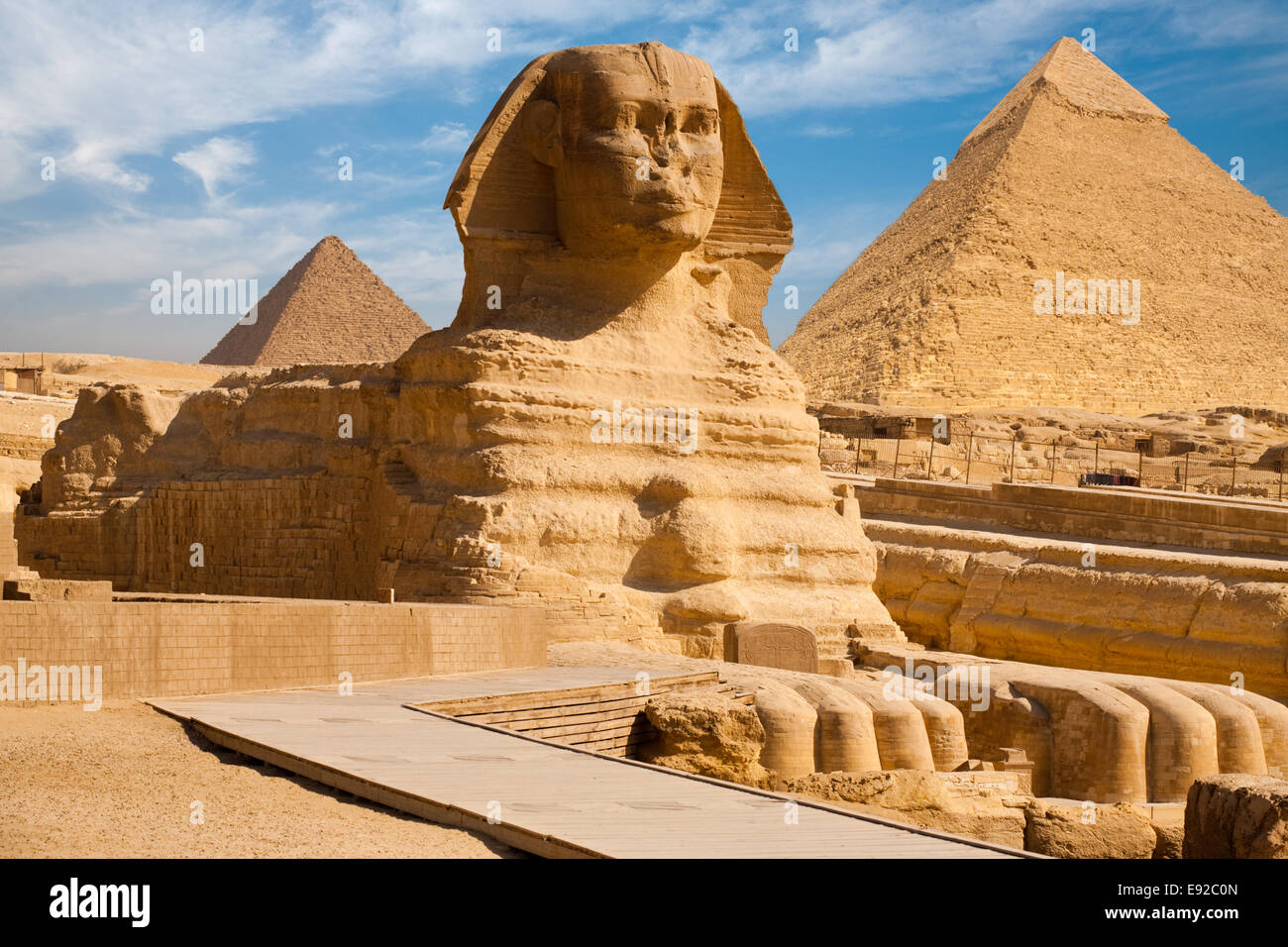 Sphynx-Vollprofil Pyramiden Gizeh Ägypten Stockfoto