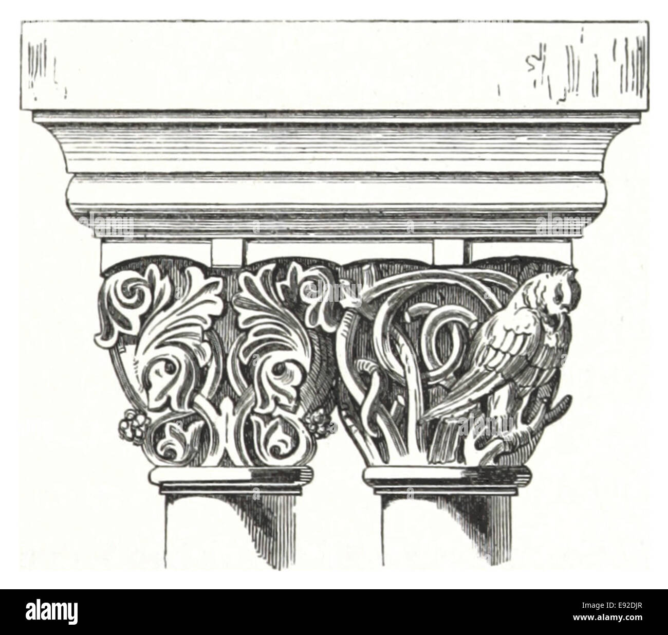 Eine Vintage-Illustration aus Eisenach-Wartburg, die einen detaillierten Blick auf die Hauptstadt und die architektonischen Besonderheiten der Region zeigt. Stockfoto