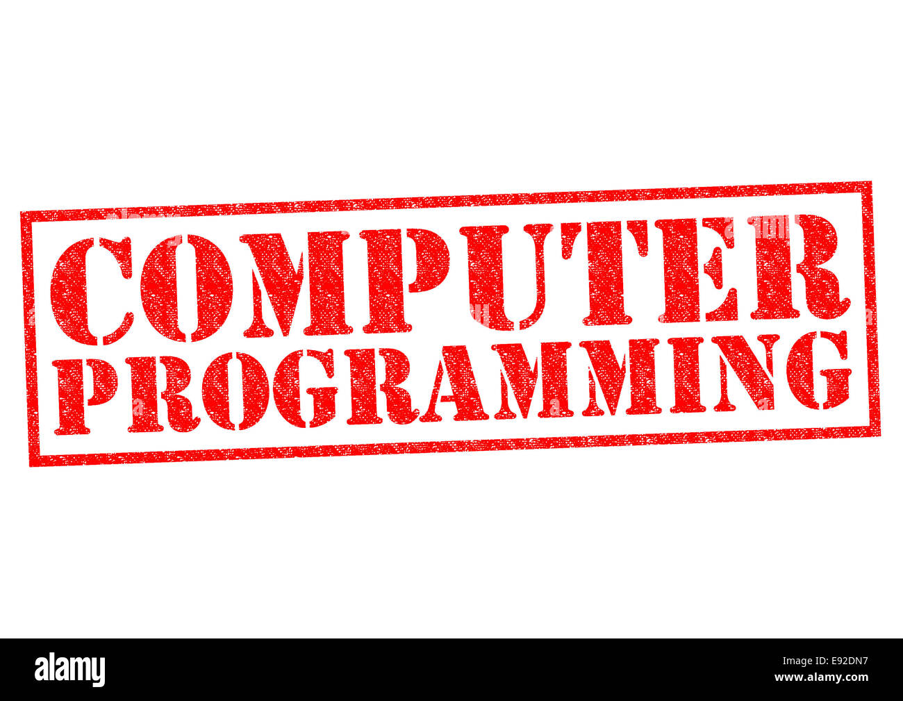 COMPUTER PROGRAMMING roten Stempel auf einem weißen Hintergrund. Stockfoto