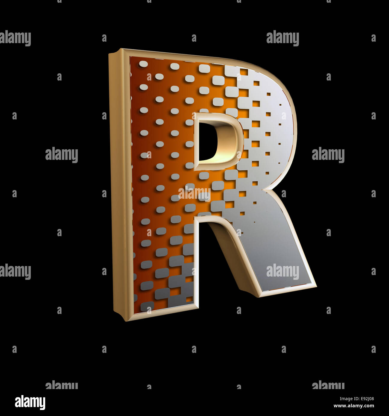 3D abstrakte Brief mit modernen Halbton Muster - R Stockfoto