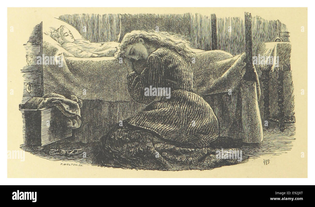 Diese Illustration von A. Hughes zeigt eine Szene aus Alfred Lord Tennysons Gedicht „Enoch Arden“. Das Bild spiegelt die viktorianische Interpretation der Themen des Gedichts wider und konzentriert sich dabei auf emotionale und erzählerische Elemente. Stockfoto