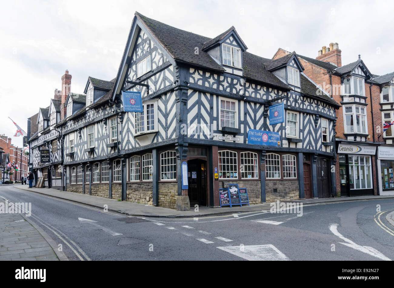 Das Tudor House Hotel in Shropshire Stadt von Market Drayton eine Holz-Box gerahmt Gebäude aus dem Jahr 1653 Stockfoto