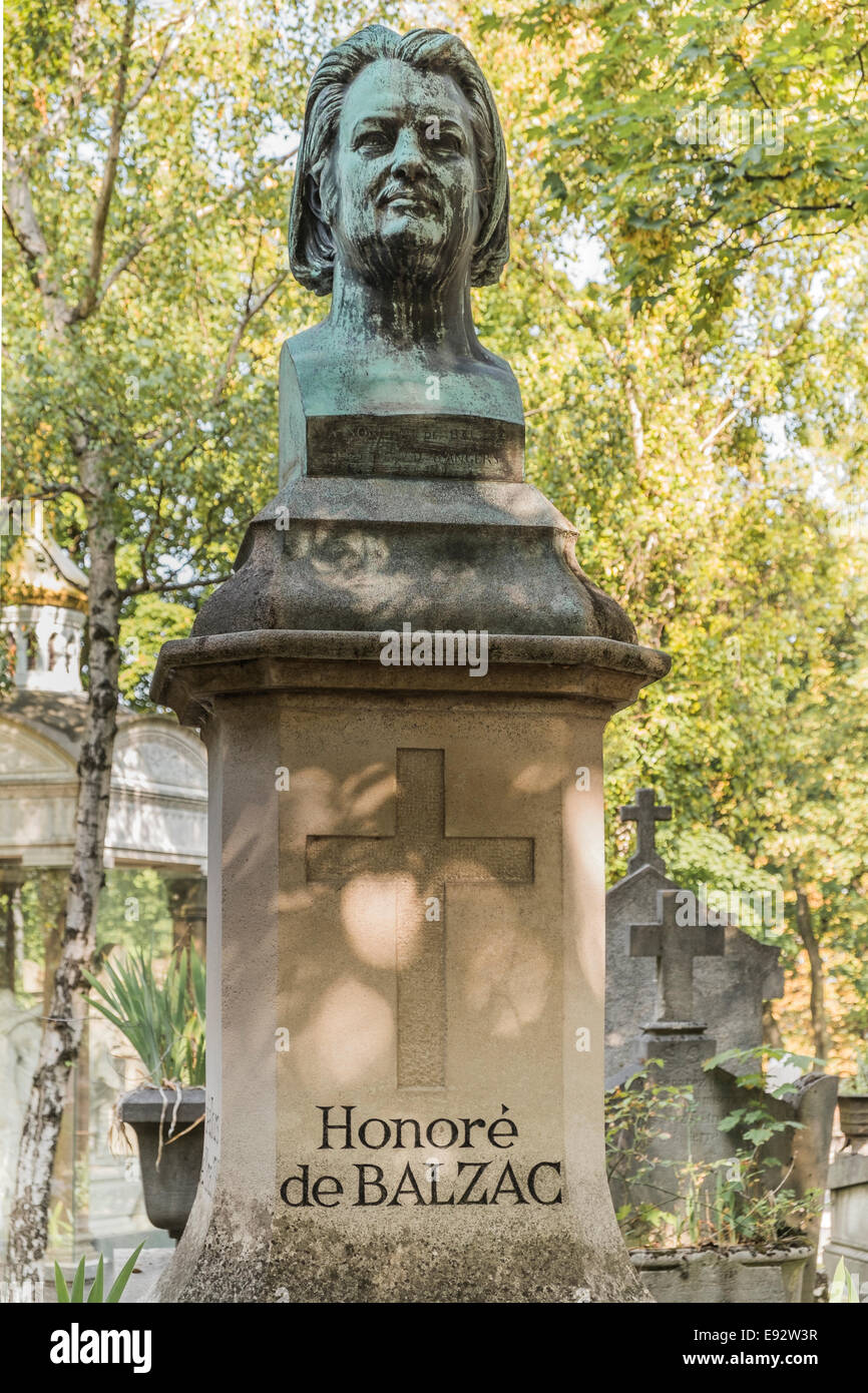 Grab des französischen Schriftstellers Honoré de Balzac, Pere Lachaise Friedhof, Paris Stockfoto