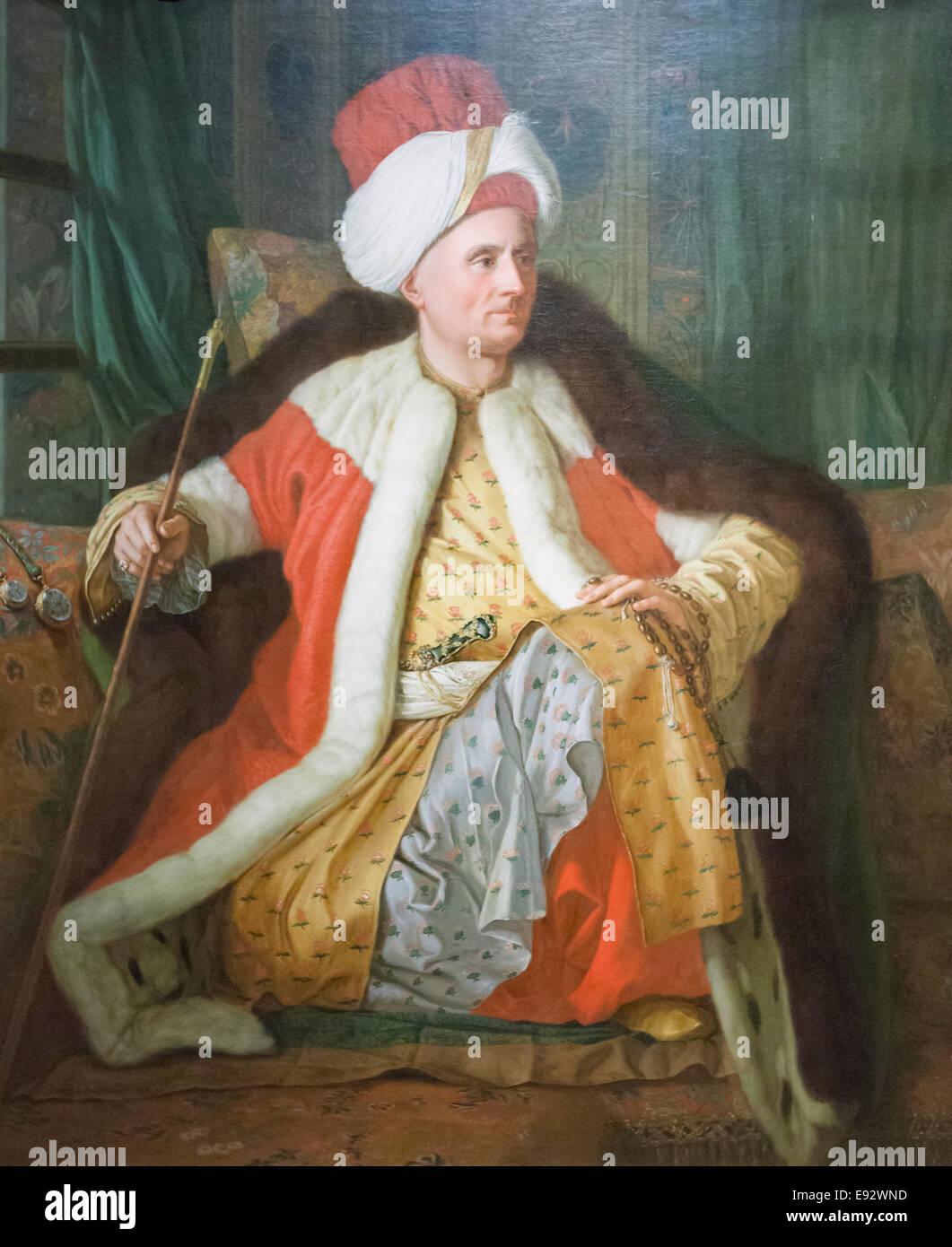 Porträt von Charles gravier Graf von vergennes und französischen Botschafter in türkischer Kleidung, Antoine de favray Stockfoto