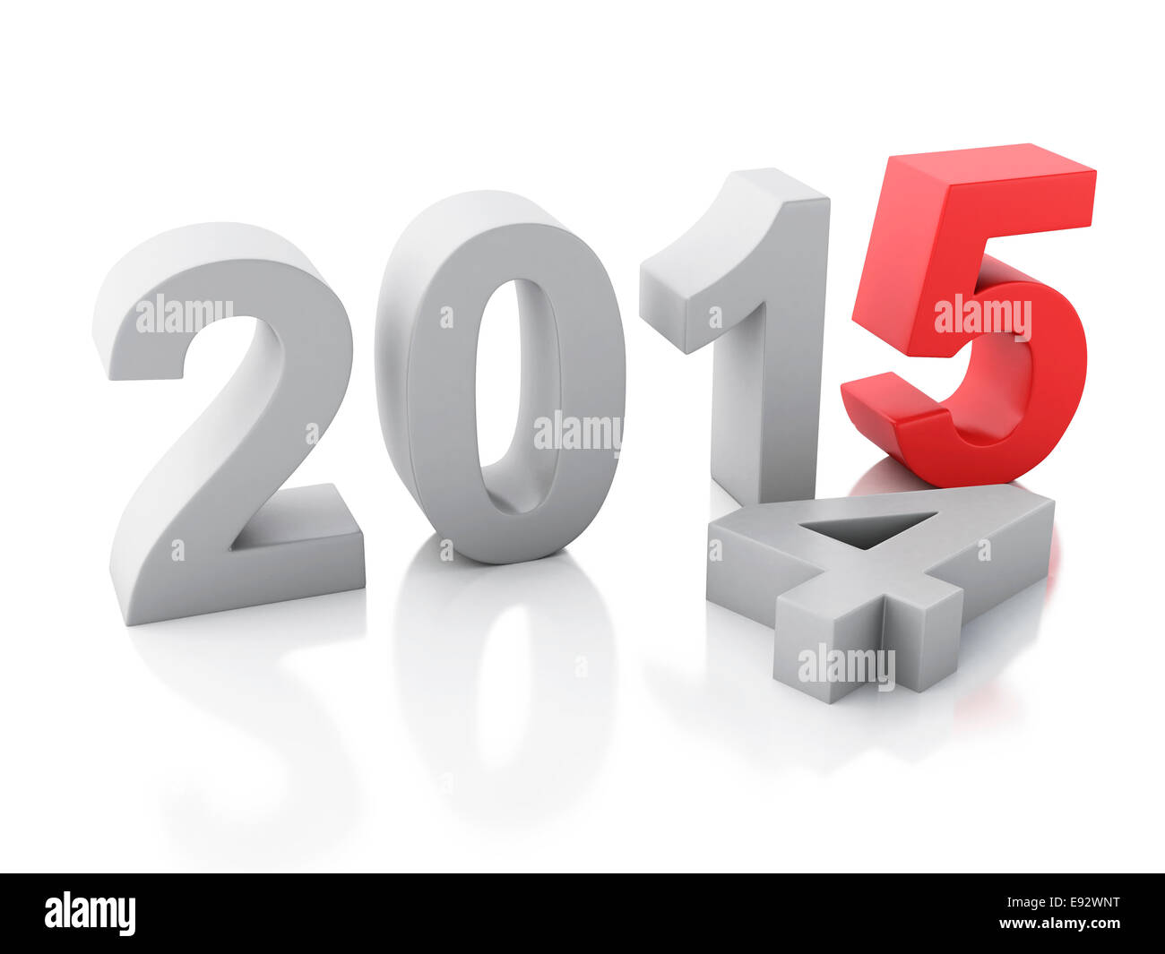 Bild des neuen Jahres 2015 auf weißem Hintergrund. 3D renderer Stockfoto