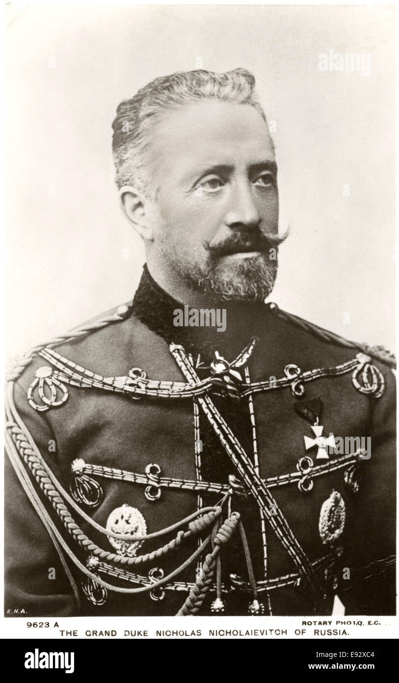 Großartiger Herzog Nicholas Nicholaevitch (1856-1929), Enkel von Nikolaus i. von Russland und Oberbefehlshaber der russischen Truppen im 1. Jahr des ersten Weltkriegs, Porträt, um 1915 Stockfoto