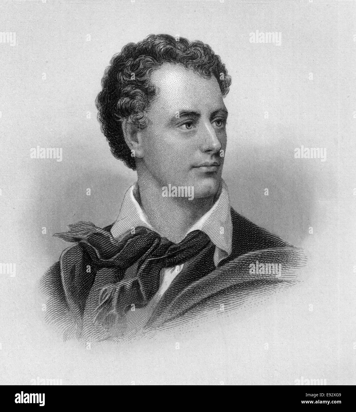 George Gordon Byron oder Lord Byron (1788-1824), englischer Dichter, Portrait, Gravur, 1876 Stockfoto