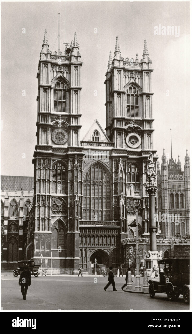 Westminster Abbey, London, England, Vereinigtes Königreich, Postkarte ca. 30er Stockfoto