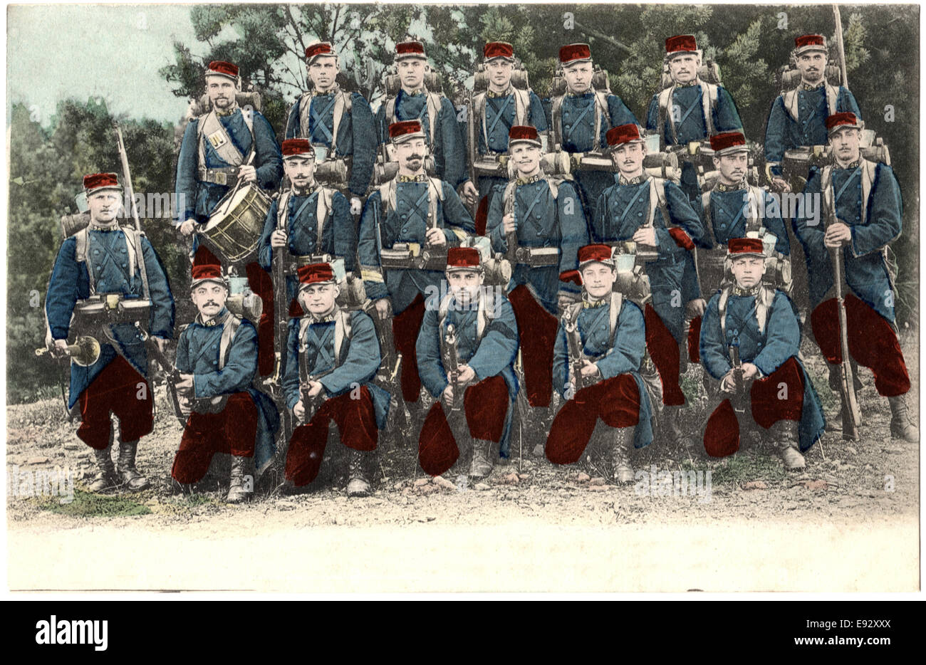 Französische Armee, Infanterie, WWI, Portrait, handkolorierten Postkarte ca. 1914 Stockfoto