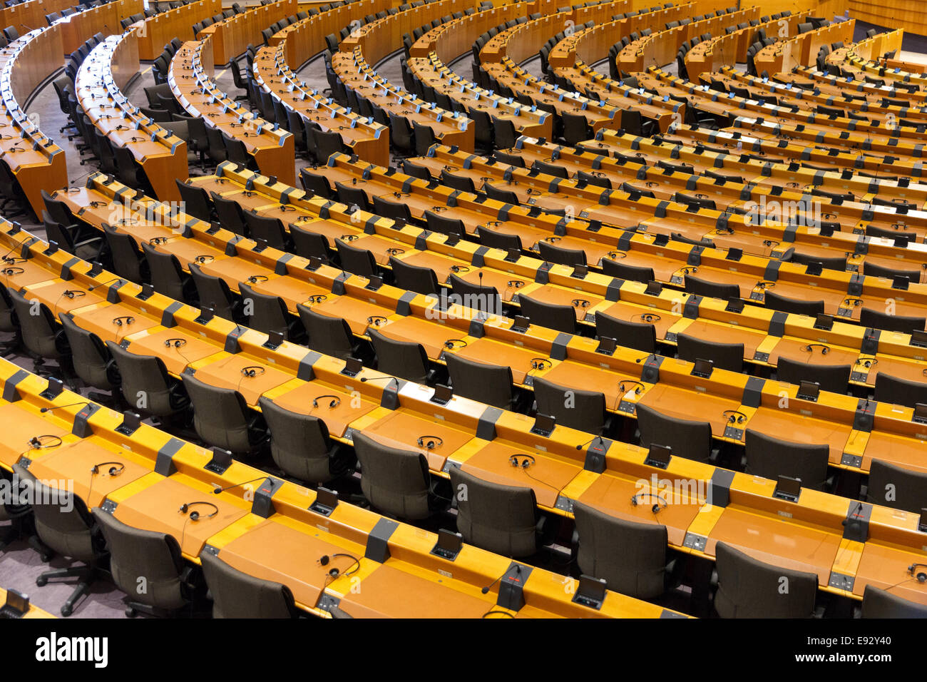 Das Europäische Parlament Zimmer (diskutieren Kammer) in Brüssel. Stockfoto