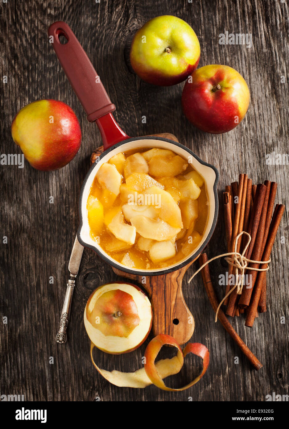 Karamell-Apfel-sauce Stockfoto
