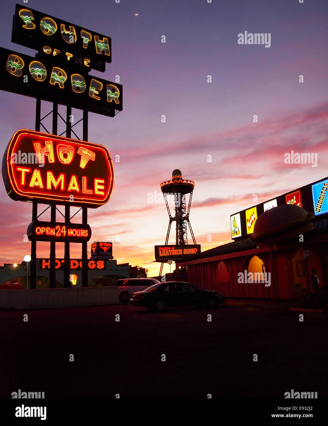 HAMER, SOUTH CAROLINA - 25. Februar 2012: South Of The Border, ein beliebtes touristisches Stop für Reisende nur über den North Caroli Stockfoto