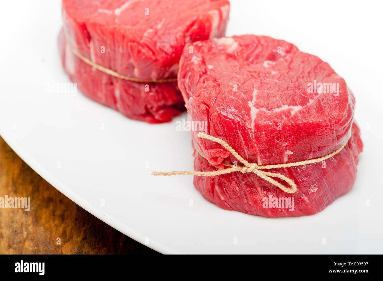 frisches rohes Rindfleisch Filet Mignon schneiden bereit, Kochen Stockfoto