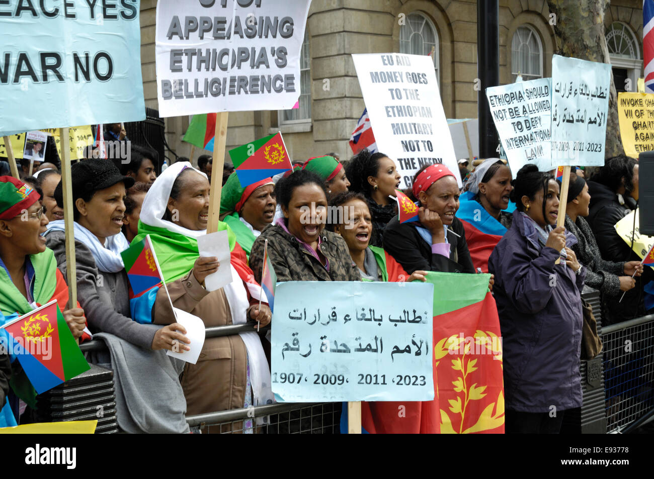 Eritreische Demonstranten, Whitehall, London, England. Stockfoto